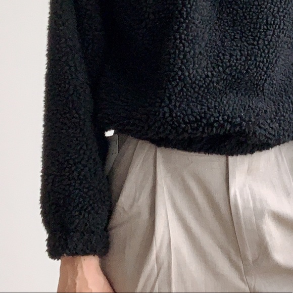 SHERPA HALF ZIP BOMBER SWEATER  - BLACK - Picture 3 of 14